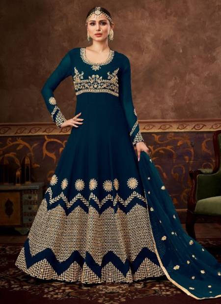 Navy Blue Colour HOTLADY ARMEENA Heavy Wedding Wear Georgette Designer Long salwar Suit Colletion 1102
